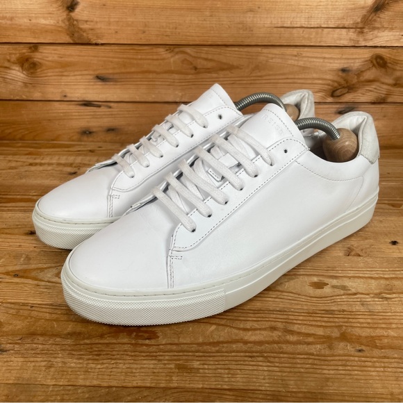 REISS Finley Trainers Size UK 9 Mens White Grey Leather Suede Lace Up Low Shoes - Picture 4 of 14